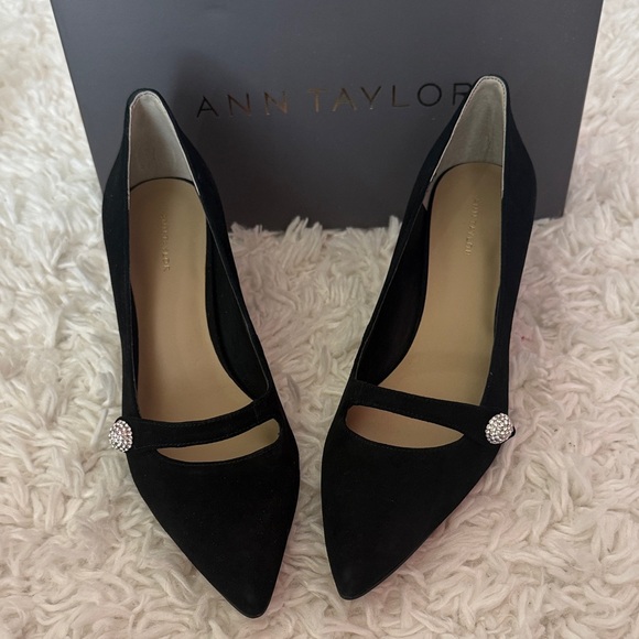 Ann Taylor Shoes - Ann Taylor Maryjane pumps in Black with Rhinestone Accent.